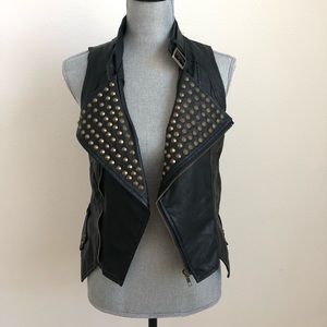 Double Zero Black Leather Studded Vest